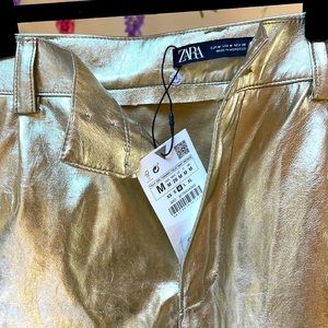 NWT Zara Women Metallic Gold Medium